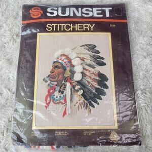 Sunset Stitchery Indian Chief Kit Vintage NEW